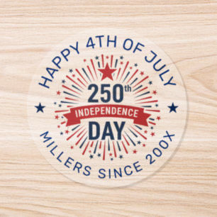 Patriotic 250th Independence Day Fireworks Classic Round Sticker