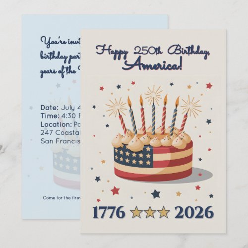 Patriotic 250th USA Birthday Celebration Invite