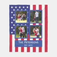 Patriotic 4 Photo Collage American Flag Monogram M