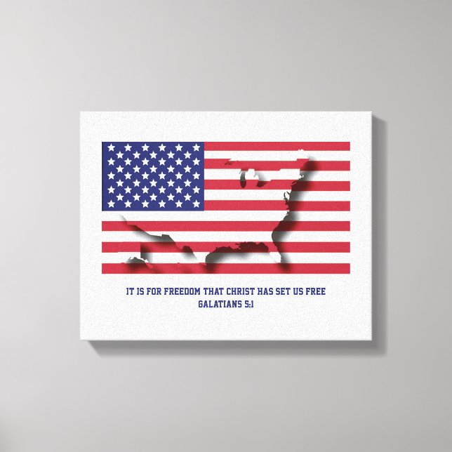 Patriotic 4th July American Flag Canvas Print (Front)