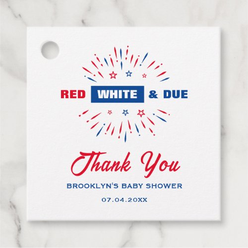 Patriotic 4th July Baby Shower Red White And Due Favor Tags