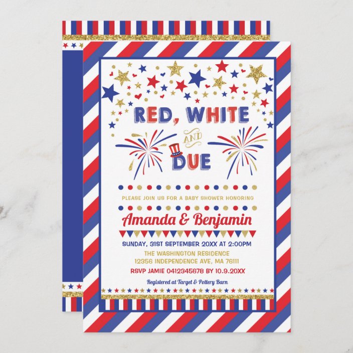 Patriotic 4th July Baby Shower Red White And Due Invitation Zazzle Com