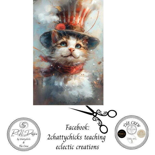 Patriotic 4th July Cats Decoupage   Wrapping Paper Sheets (Creator Uploaded)