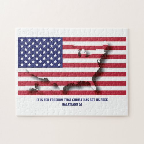 PATRIOTIC 4TH JULY For Freedom Christ Set Us Free Jigsaw Puzzle