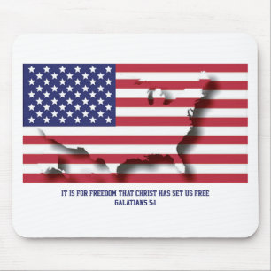 PATRIOTIC 4TH JULY For Freedom Christ Set Us Free Mouse Pad