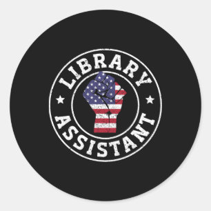 Patriotic 4th July Library Istant Classic Round Sticker