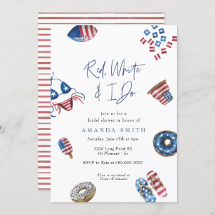 Patriotic 4th July Red White & I Do Bridal Shower Invitation