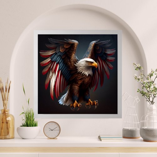Patriotic 4th July USA Flying Eagle Fun Art Gift Poster