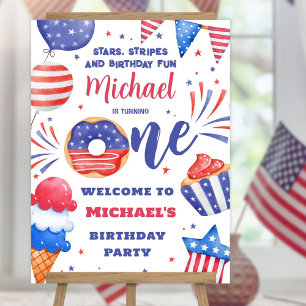 Patriotic 4th of July 1st Birthday Party Foam Board