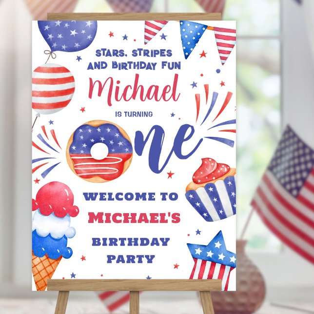 Patriotic 4th of July 1st Birthday Party Foam Board (Creator Uploaded)