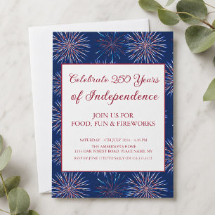 Patriotic 4th of July 2026 Fireworks Party Invitation