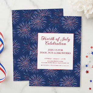 Patriotic 4th of July 2026 Fireworks Party Invitation