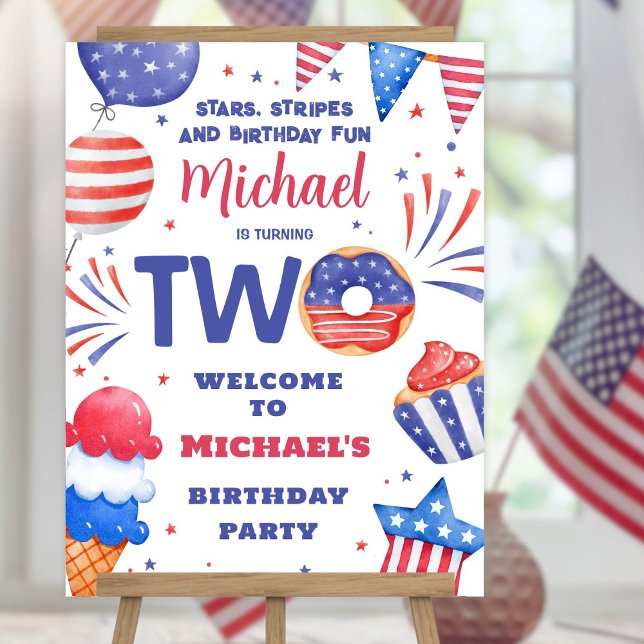 Patriotic 4th of July 2nd Birthday Party Foam Board (Creator Uploaded)