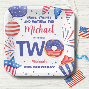 Patriotic 4th of July 2ndBirthday Party Paper Plates