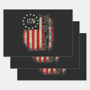  Patriotic 4th of July America Wrapping Paper Sheets
