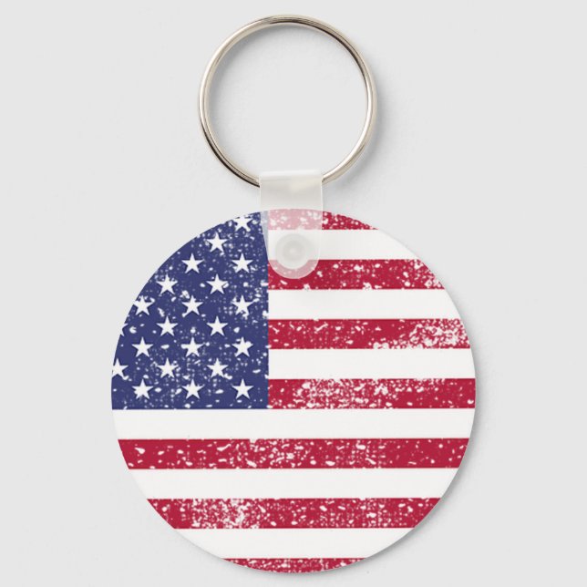 Patriotic 4th Of July American Flag Keychain (Front)