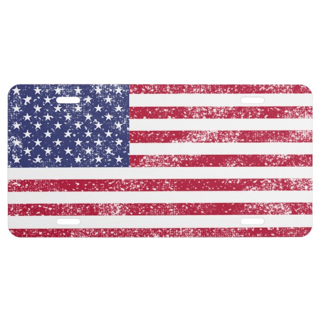 Patriotic 4th Of July American Flag License Plate (Front)