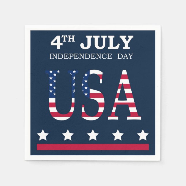 Patriotic 4th of July American Flag Stars Stripes Napkins (Front)