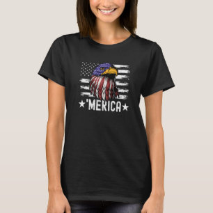 Patriotic 4th Of July Bald Eagle American Flag Mer T-Shirt