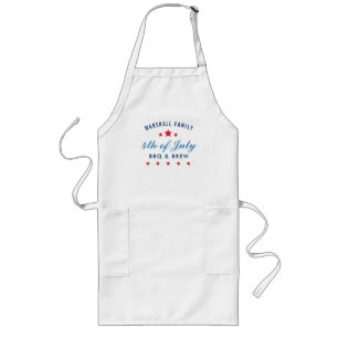 Patriotic 4th of July BBQ and Brew Family Long Apron