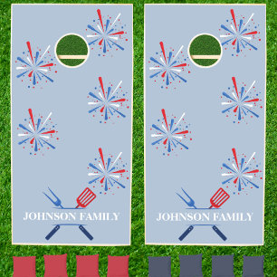 Patriotic 4th of July BBQ Cookout America 250th Cornhole Set
