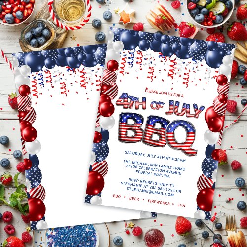 Patriotic 4th of July BBQ Invitation