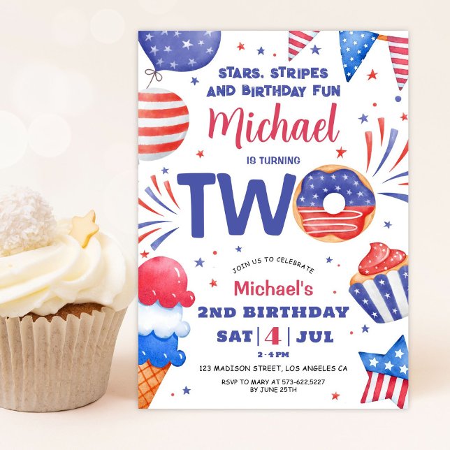 Patriotic 4th of July Boy 2nd Birthday Invitation (Creator Uploaded)