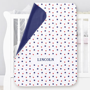 Patriotic 4th of July Boy Name Red White & Blue Baby Blanket