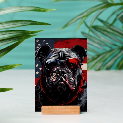 Patriotic 4th of July Bulldog Metal Silhouette Holder