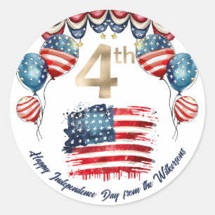 Patriotic 4th of July Celebration Classic Round Sticker