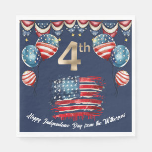 Patriotic 4th of July Celebration on Navy Blue Napkins