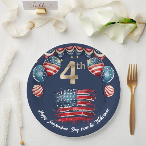 Patriotic 4th of July Celebration on Navy Blue Paper Plates