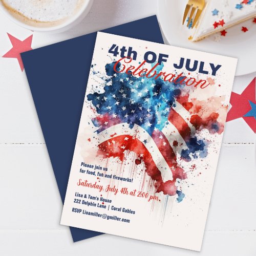 Patriotic 4th of July Celebration Stars  Stripes  Invitation