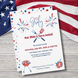 Patriotic 4th of July Cookout America 250th Anniv Invitation