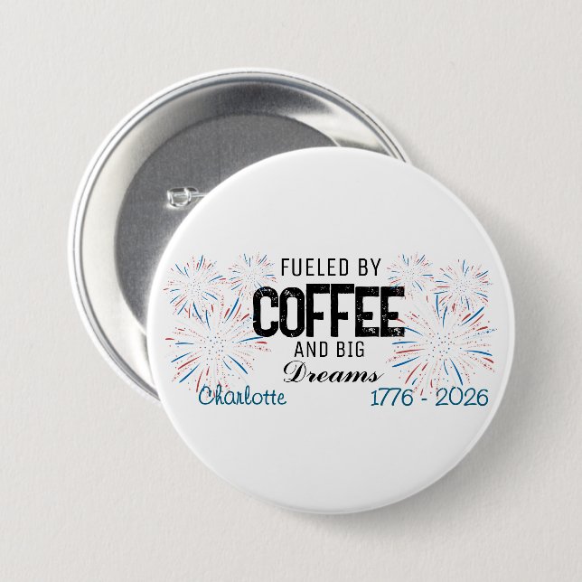  Patriotic 4th of July Custom Name Button (Front & Back)