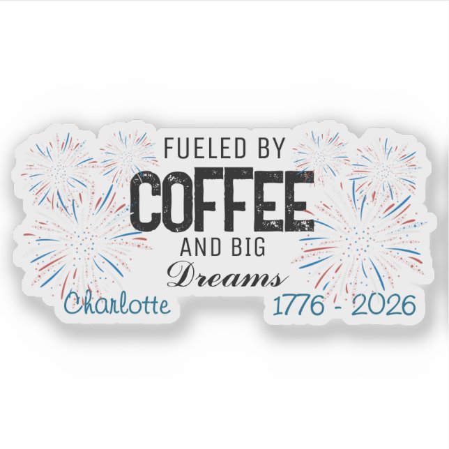 Patriotic 4th of July Custom Name Sticker (Front)