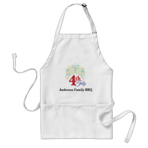 Patriotic 4th of July Family BBQ Adult Apron