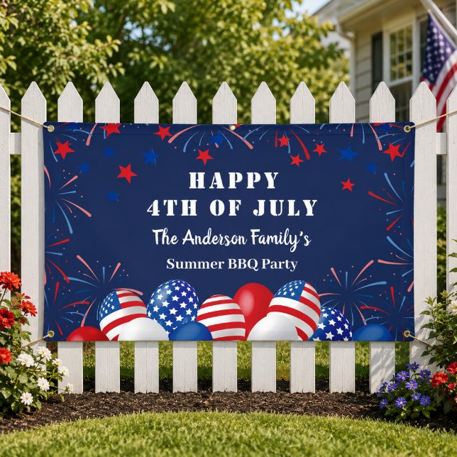 Patriotic 4th of July Family BBQ Party Custom Banner (Creator Uploaded)