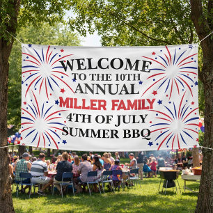 Patriotic 4th of July Family BBQ Welcome Banner
