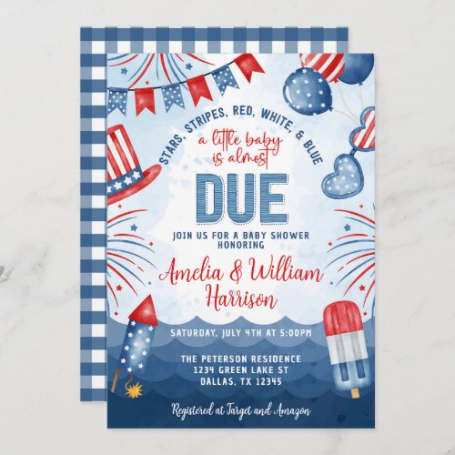 Patriotic 4th of July Fireworks Baby Shower Invitation