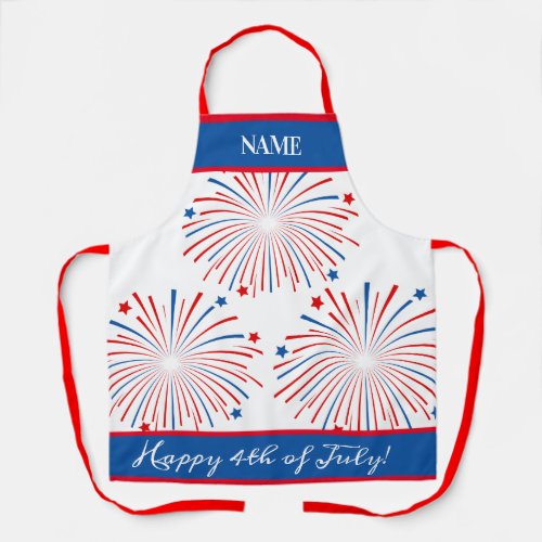 Patriotic 4th of July fireworks party BBQ apron