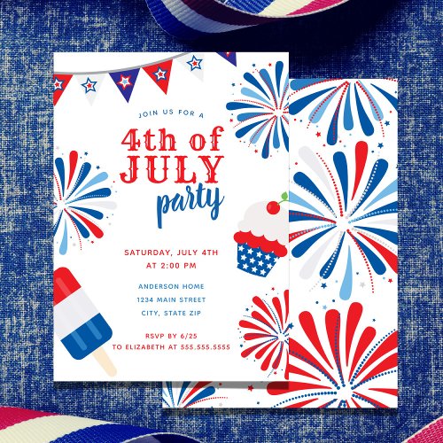 Patriotic 4th of July Fireworks Party Invitation