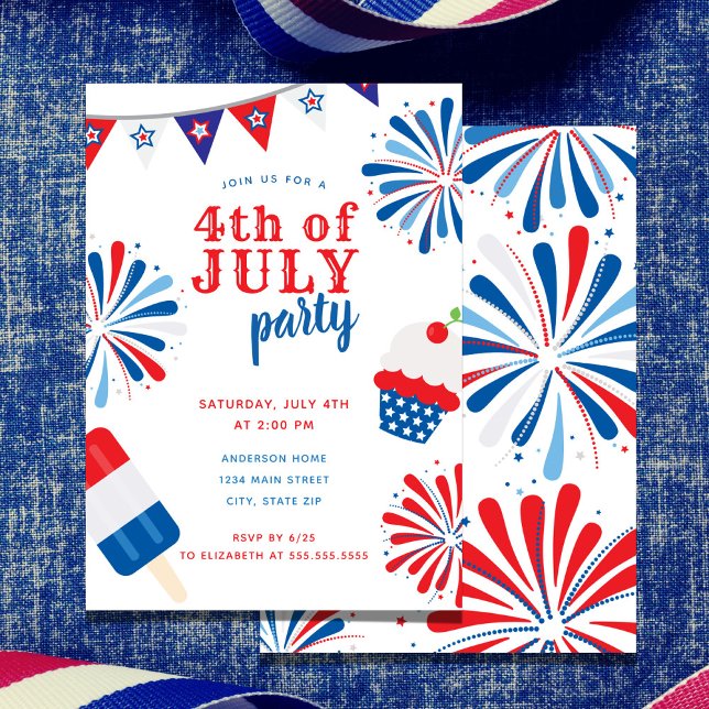 Patriotic 4th of July Fireworks Party Invitation (Creator Uploaded)
