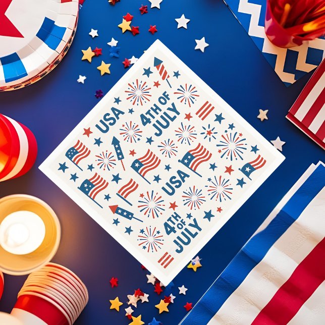 Patriotic 4th of July 🇺🇸 | Fireworks, Stars & Fl Napkins (Creator Uploaded)