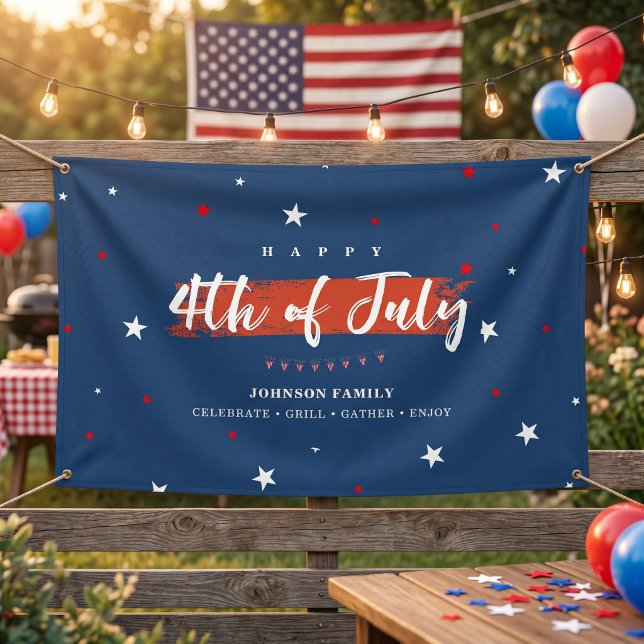 Patriotic 4th of July Happy Independence Day Party Banner (Creator Uploaded)