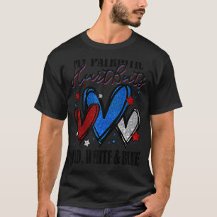 Patriotic 4th Of July Hearts For Men Women Red Whi T-Shirt