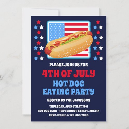 Patriotic 4th of July Hot Dog Party Invitation