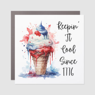 Patriotic 4th of July Ice Cream T-Shirt Car Magnet