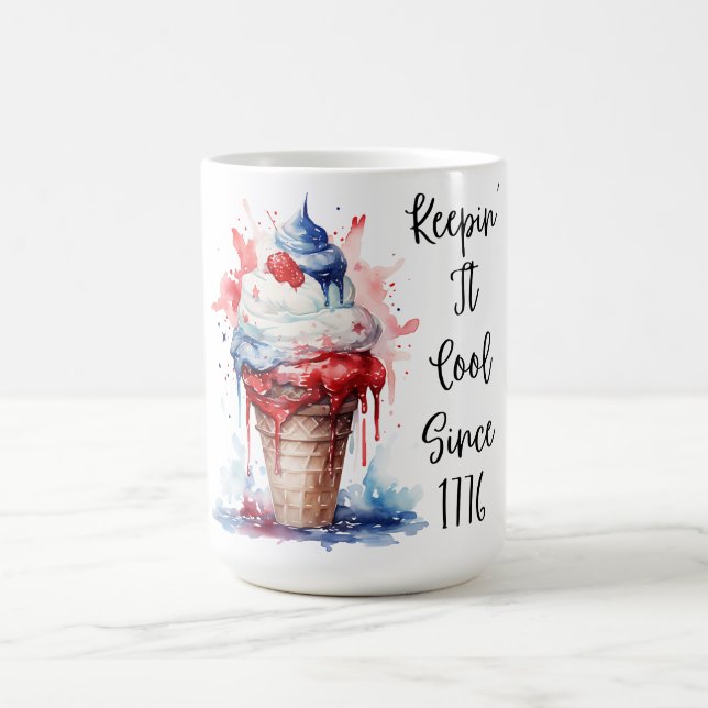 Patriotic 4th of July Ice Cream T-Shirt Coffee Mug (Center)