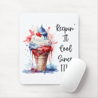 Patriotic 4th of July Ice Cream T-Shirt Mouse Pad